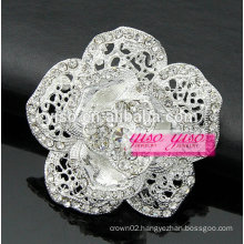 open rose brooch with silver plating